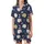Cat Lovers' Whimsical Hand-Drawn Sleepy Cartoon Cats Navy Blue Off-White Tan Pink Pattern with Moons Stars Satin Short-Sleeve Pajamas Set - 2