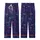 Whimsical Cat Lovers' Vivid Neon Black Cat All-Over Pattern Indigo Starry Sky Kid Satin Pajamas Set - 3