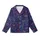 Whimsical Cat Lovers' Vivid Neon Black Cat All-Over Pattern Indigo Starry Sky Kid Satin Pajamas Set - 2