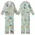 Cat Lovers' Playful Hand-Drawn Cartoon Cats Light Mint Green Pattern with White, Tabby, Calico, Charcoal Felines Kid Satin Pajamas Set - 1