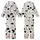 Cat Lovers' Whimsical Hand-Drawn Black and White Feline Pattern with Playful Cats, Yarn, and Fish Kid Satin Pajamas Set - 1