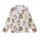 Cat Lovers' Kawaii Cartoon Cats All Over Print White Tan Grey Orange Brown Playful Pattern Kid Satin Pajamas Set - 2