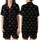 Cat Lovers' Playful Cartoon Cat Face Silhouette Seamless Pattern Black White Lavender Accents Illustrative Vector Art Satin Short-Sleeve Pajamas Set - 1