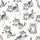 Cat Lovers' Whimsical Smiling Cartoon Kittens Black White Grey Striped Shaggy Fur Ink Splatter Sketch Art Kid Satin Pajamas Set - 4