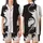 Cat Lovers' Sweeping S-Curve Matte Black Pure White Cat Duality Realistic Illustration Golden Eyes Satin Short-Sleeve Pajamas Set - 1