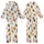 Cat Lovers' Whimsical Hand-Drawn Plump Tabby Tortoiseshell Cats Pattern Creamy Off-White Kid Satin Pajamas Set - 1