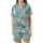 Cat Lovers' Whimsical Illustrative Feline Seamless Pattern, Robin's Egg Blue, Cream Gray Ginger Cats, Flat Art Style Satin Short-Sleeve Pajamas Set - 2