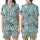 Cat Lovers' Whimsical Illustrative Feline Seamless Pattern, Robin's Egg Blue, Cream Gray Ginger Cats, Flat Art Style Satin Short-Sleeve Pajamas Set - 1