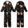 Cat Lovers' Whimsical Black Orange Tabby Cats Celestial Night Sky All-Over Print, Golden Eyes, Pale Yellow Moon, Hand-Drawn Stars Kid Satin Pajamas Set - SC85H-GV_N
