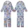 Whimsical Animal & Sushi Lovers' Cartoon Pastel Pink Blue Periwinkle Tropical Sushi Picnic Palm Pattern Kid Satin Pajamas Set - 1