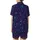 Whimsical Cat Lovers' Vivid Neon Black Cat All-Over Pattern Indigo Starry Sky Satin Short-Sleeve Pajamas Set - 3