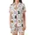 Kawaii Animal Lovers' Cute Cats Dogs Rabbits Playful Seamless Pattern White Grey Tan Flat Design Satin Short-Sleeve Pajamas Set - 2