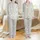 Cat Lovers' Cheerful Hand-Drawn Pastel Pink Blue Peach Cat Dense Pattern White Satin Pajamas Set - 1