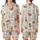 Cat Lovers' Whimsical Sweet Cartoon Cats Playful Scattered Repeating Cream Pattern Satin Short-Sleeve Pajamas Set - 1