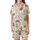 Cat Lovers' Whimsical Sweet Cartoon Cats Playful Scattered Repeating Cream Pattern Satin Short-Sleeve Pajamas Set - 2