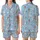 Cute Style Lovers' Playful Sleepy White Koala Popcorn Cloud Golden Star Light Blue Pattern Satin Short-Sleeve Pajamas Set - 1