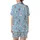 Cute Style Lovers' Playful Sleepy White Koala Popcorn Cloud Golden Star Light Blue Pattern Satin Short-Sleeve Pajamas Set - 3