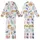 Animal Lovers' Playful Golden Yellow Leopard Pastel Pink & Deep Royal Blue Botanical Pattern Kid Satin Pajamas Set - 1