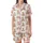 Whimsical Animal Lovers' Blush Pink Light Brown Capybara-like Pattern with Pale Yellow Flower Crowns Satin Short-Sleeve Pajamas Set - 2