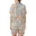 Cat Lovers' Adorable Hand-Drawn Cartoon Cats Pattern Soft Peach Pastel Pink Sky Blue Doodle Art Satin Short-Sleeve Pajamas Set - 3