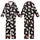 Cat Lovers' Charming Black Pink Beige Cartoon Cat Heart Hand-Drawn Seamless Pattern Kid Satin Pajamas Set - 1
