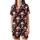 Funny Santa Skull Christmas Pajama Set: Black, Red & White All-Over Pattern - Polyester Spandex Satin Short-Sleeve Pajamas Set - 2