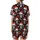 Funny Santa Skull Christmas Pajama Set: Black, Red & White All-Over Pattern - Polyester Spandex Satin Short-Sleeve Pajamas Set - 3