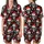 Funny Santa Skull Christmas Pajama Set: Black, Red & White All-Over Pattern - Polyester Spandex Satin Short-Sleeve Pajamas Set - 1