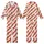 Whimsical Holiday Design: Cream Candy Cane Stripe Reindeer Santa Gingerbread All-Over Print Kid Satin Pajamas Set - 1