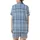 Women's Beginner Pale Blue Tartan Plaid Pajama Pants Sewing Pattern Satin Short-Sleeve Pajamas Set - 3