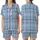 Women's Beginner Pale Blue Tartan Plaid Pajama Pants Sewing Pattern Satin Short-Sleeve Pajamas Set - 1
