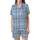 Women's Beginner Pale Blue Tartan Plaid Pajama Pants Sewing Pattern Satin Short-Sleeve Pajamas Set - 2