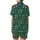 Otter Lovers: Playful Santa Otter & Snowflake Pattern on Forest Green - Festive Wearable Art Satin Short-Sleeve Pajamas Set - 3