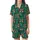 Otter Lovers: Playful Santa Otter & Snowflake Pattern on Forest Green - Festive Wearable Art Satin Short-Sleeve Pajamas Set - 2