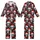 Funny Santa Skull Christmas Pajama Set: Black, Red & White All-Over Pattern - Polyester Spandex Kid Satin Pajamas Set - 1