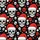 Funny Santa Skull Christmas Pajama Set: Black, Red & White All-Over Pattern - Polyester Spandex Kid Satin Pajamas Set - 4