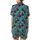Christmas Monster Truck Pattern: Playful Teal Design with Red Trucks, Trees, & Sleighs Satin Short-Sleeve Pajamas Set - 3