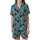 Christmas Monster Truck Pattern: Playful Teal Design with Red Trucks, Trees, & Sleighs Satin Short-Sleeve Pajamas Set - 2