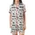 Whimsical Holiday Pattern: Joy Peace Merry Believe Text & Pinecone Holly Art - Seamless Vector Print Satin Short-Sleeve Pajamas Set - 2