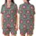 Women's Indian Block Print Sleep Set: Fuchsia Lotus & Olive Vine on Teal Cotton Loungewear Satin Short-Sleeve Pajamas Set - 1