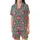 Women's Indian Block Print Sleep Set: Fuchsia Lotus & Olive Vine on Teal Cotton Loungewear Satin Short-Sleeve Pajamas Set - 2