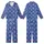 Art Deco Enthusiasts' Rich Royal Blue Elegant Abstract Geometric Seamless Pattern with White Fan Arch Motifs Kid Satin Pajamas Set - 1