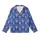 Art Deco Enthusiasts' Rich Royal Blue Elegant Abstract Geometric Seamless Pattern with White Fan Arch Motifs Kid Satin Pajamas Set - 2