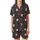 Whimsical Gnome Fan: Buffalo Plaid Gnomes, Snowflakes & Evergreen Dark Charcoal Allover Print Satin Short-Sleeve Pajamas Set - 2
