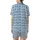 Elegant Monogram Style: Sky Blue Hand-Drawn Initial Pattern - Seamless Print Design Satin Short-Sleeve Pajamas Set - 3