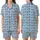 Elegant Monogram Style: Sky Blue Hand-Drawn Initial Pattern - Seamless Print Design Satin Short-Sleeve Pajamas Set - 1