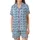 Elegant Monogram Style: Sky Blue Hand-Drawn Initial Pattern - Seamless Print Design Satin Short-Sleeve Pajamas Set - 2