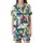 Vibrant Style Enthusiast: Dynamic Geometric Stripe - Multi-Color Patterned Print Satin Short-Sleeve Pajamas Set - 2