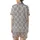 Modern Statement: Abstract Geometric Interlocking Pattern - Navy Grey Beige Wearable Design Satin Short-Sleeve Pajamas Set - 3
