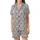 Modern Statement: Abstract Geometric Interlocking Pattern - Navy Grey Beige Wearable Design Satin Short-Sleeve Pajamas Set - 2